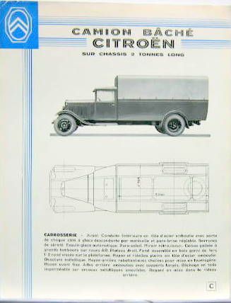 Couverture de 1933 CITROEN CAMION BACHE CHASSIS 2 TONNES LONG