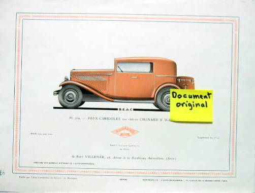 Couverture de CHENARD ET WALCKER FAUX CABRIOLET DESSIN DE L'AUTO CARROSSERIE