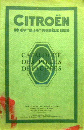 Couverture de 1928 CITROEN B14 10 HP CATALOGUE DE PIECES DETACHEES
