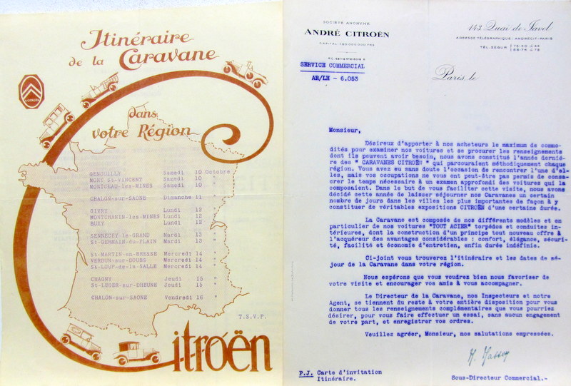Couverture de LA CARAVANE CITROEN MODELES TOUT ACIER ITINERAIRE ET LETTRE