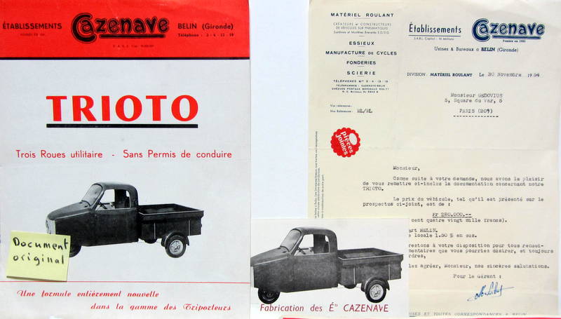 Couverture de CAZENAVE TRIPORTEUR MOTEUR YDRAL TRIOTO A BELIN GIRONDE
