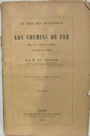 Couverture de DU PRIX DES TRANSPORTS SUR LES CHEMINS DE FER DE LA BELGIQUE EN 1842 ET 1843