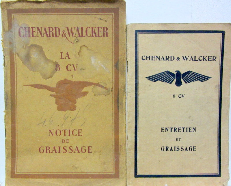 Couverture de CHENARD ET WALCKER 8 CV LIVRET D'ENTRETIEN