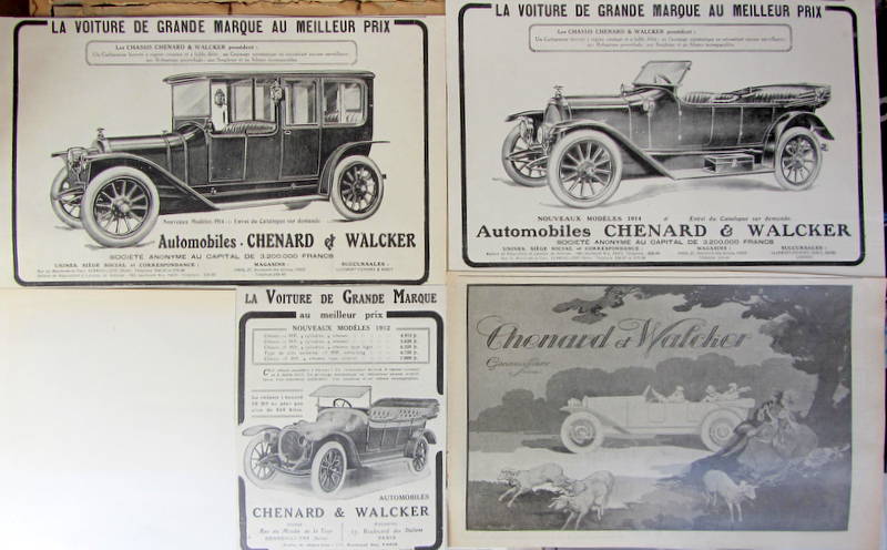 Couverture de CHENARD ET WALCKER A PARIS ET GENNEVILLIERS PUBLICITE DECOUPEE DANS LES REVUES D'EPOQUE