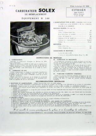 Couverture de C4G 1 MOTEUR FLOTTANT CARBURATEUR SOLEX DE REMPLACEMENT