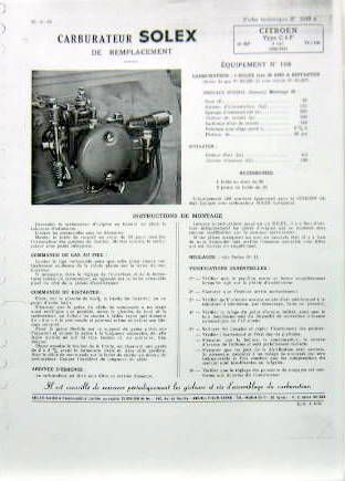 Couverture de C4F 1928 1931 CARBURATEUR SOLEX DE REMPLACEMENT