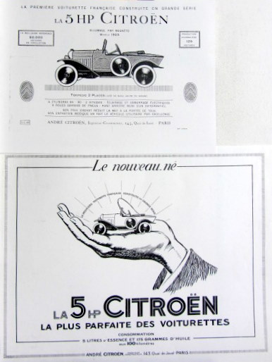 Couverture de CITROEN 5 HP PUBLICITE EN COPIE AU CHOIX