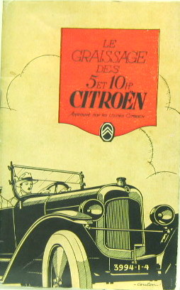 Couverture de 1924 CITROEN 5 ET 10 HP LIVRET DE GRAISSAGE MOBILOIL EN COPIE RELIEES