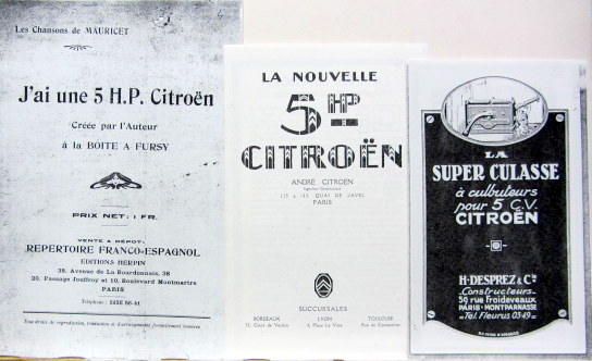 Couverture de CITROEN 5 HP PUBLICITE DIVERSE AU CHOIX