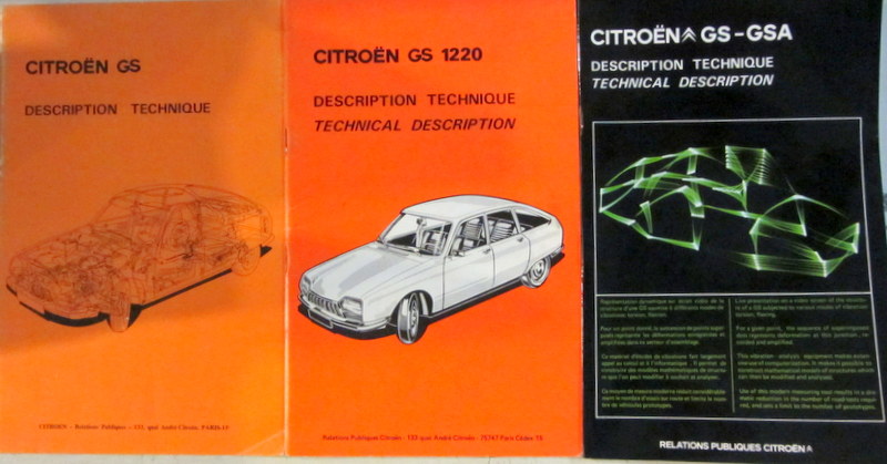 Couverture de CITROEN GS GSA BROCHURES DESCRIPTIVES ET TECHNIQUES DES RELATIONS PUBLIQUES