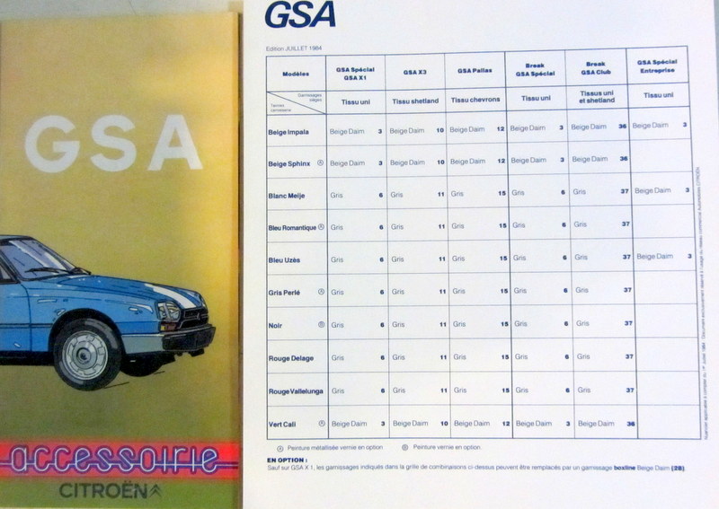 Couverture de CITROEN GSA ACCESSOIRES ET GARNITURES AU CHOIX