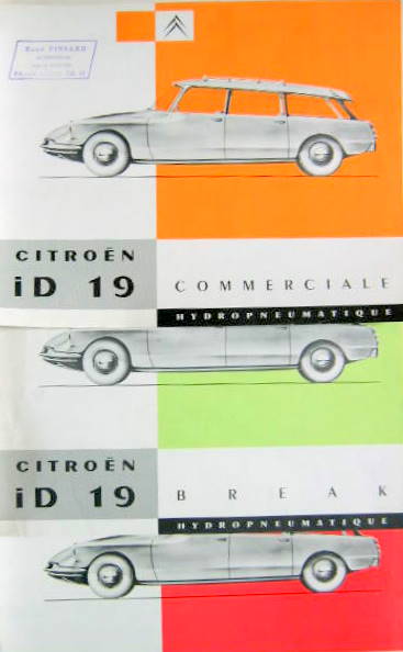 Couverture de 1960 CITROEN ID 19 BREAK COMMERCIALE FAMILIALE PROSPECTUS AU CHOIX