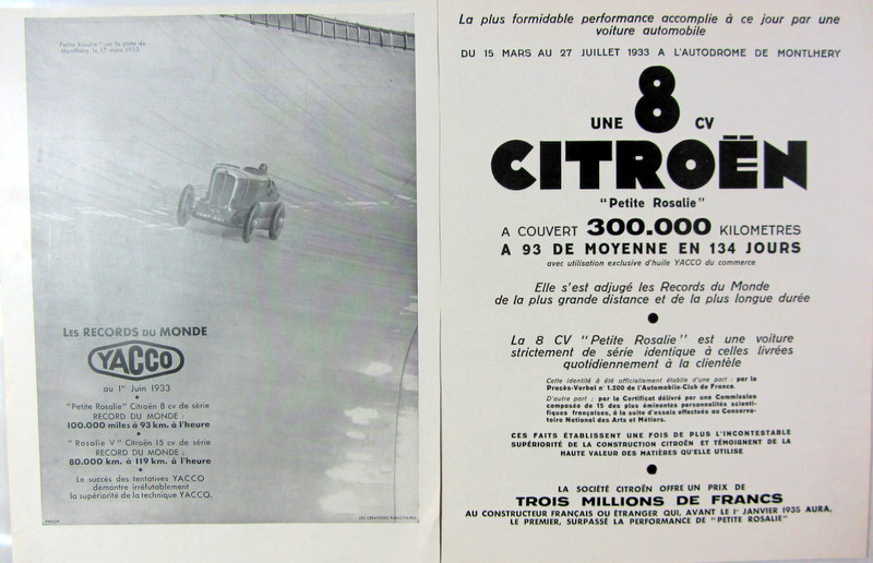 Couverture de 1933 CITROEN RECORDS DE LA PETITE ROSALIE DECOUPAGE DE REVUES D'EPOQUE