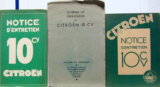 Couverture de CITROEN ROSALIE 10 CV MOTEUR FLOTTANT LIVRET D'ENTRETIEN AU CHOIX