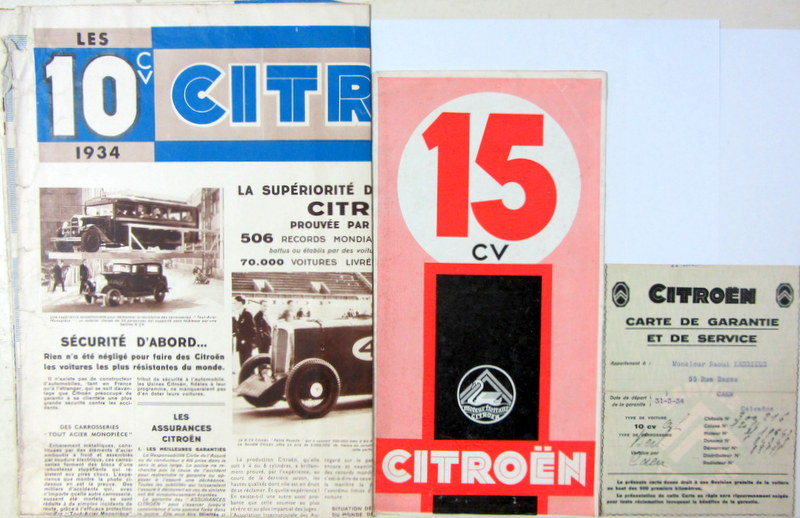 Couverture de CITROEN ROSALIE 10 CV - 15 CV - GARANTIE 10 CV