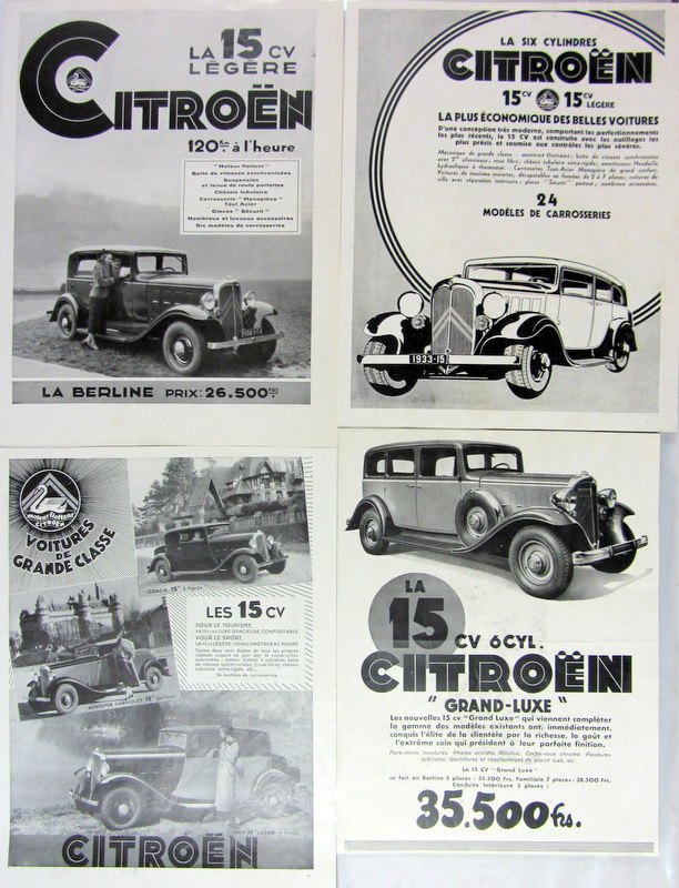 Couverture de CITROEN ROSALIE 15 CV PUBLICITEE DECOUPEE DANS LES REVUES D'EPOQUE