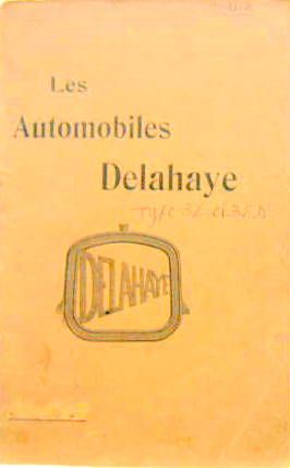 Couverture de 1909 DELAHAYE 32-32D LIVRET D'ENTRETIEN