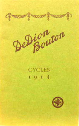 Couverture de 1914 CYCLES DE DION BOUTON CATALOGUE