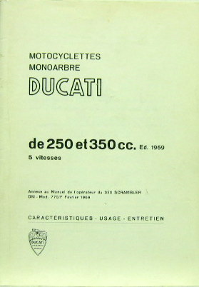 Couverture de 1969 DUCATI 250 ET 350 CM3 5 VITESSE ANNEXE AU LIVRET D'ENTRETIEN