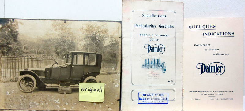 Couverture de DAIMLER DOCUMENTS ENVIRON 1910 PHOTO DE LABOURDETTE +1 grand plan body cars
