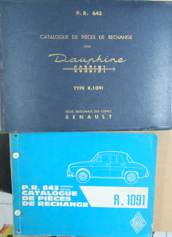 Couverture de RENAULT DAUPHINE GORDINI R 1091 CATALOGUE DE PIECES DE RECHANGE PR 643  AVEC COLORIS DE PEINTURE