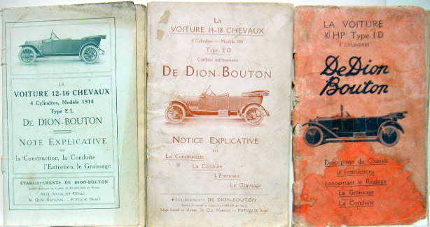 Couverture de DE DION BOUTON EL DE 1914-EO DE 1914 ID 10 HP LIVRET D'ENTRETIEN
