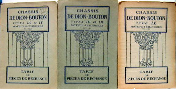 Couverture de DE DION BOUTON 4 CYLINDRES TYPE IE DE 1922 -IL IM DE 1923 -IS IT DE 1923 CATALOGUE DE PIECES DE RECHANGE
