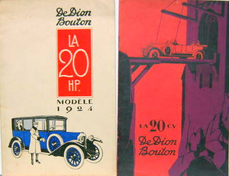 Couverture de 1924 1927 DE DION BOUTON 20 HP DESCRIPTIF AU CHOIX