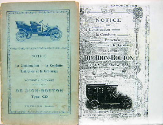 Couverture de DE DION BOUTON 8 HP TYPE CD DE 1910 ET TYPE BJ 30 HP DE 1908 LIVRET D'ENTRETIEN