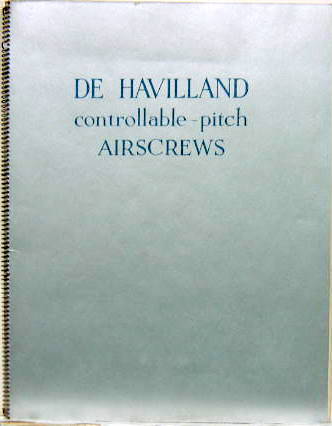 Couverture de 1937 ENVIRON DE HAVILLAND CONTROLLABLE PITCH AIRSCREWSCATALOGUE AVEC DE BELLES PHOTOS EN ANGLAIS