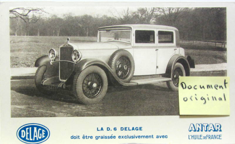 Couverture de DELAGE D6 GRAISSAGE DE LA VOITURE PAR ANTAR