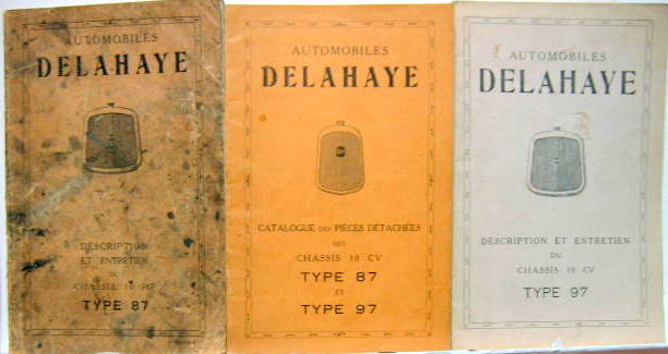 Couverture de DELAHAYE 87 - 97 10 HP LIVRET D'ENTRETIEN ET CATALOGUE DE PIECES DETACHEES AU CHOIX