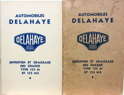 Couverture de DELAHAYE CHASSIS 135 -135 MS  GFA 
LIVRET D'ENTRETIEN ORIGINAL OU COPIE AU CHOIX