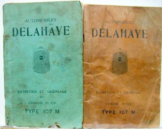 Couverture de DELAHAYE CHASSIS 107 M 10 HP LIVRET D'ENTRETIEN AU CHOIX