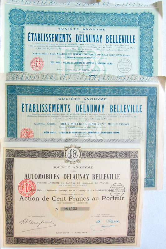 Couverture de DELAUNAY BELLEVILLE ACTION AU PORTEUR