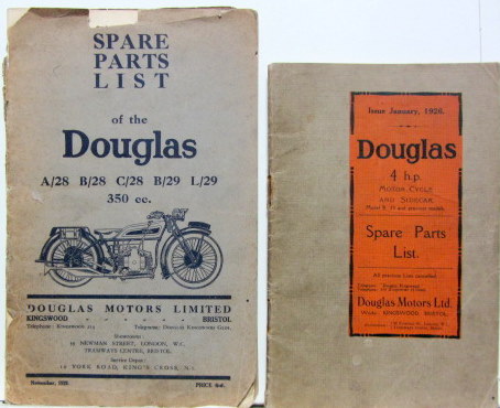Couverture de 1926-1929 DOUGLAS A/28 B/28 C/28 B29 L29 350 CC ET 4 HP 1926 B23 SPARE PARTS LIST EN ANGLAIS AU CHOIX