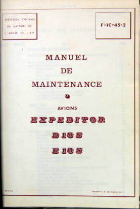 Couverture de EXPEDITOR D18S E18S BIMOTEUR MANUEL DE MAINTENANCE