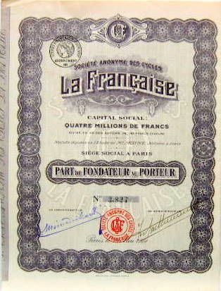 Couverture de 1919 CYCLES LA FRANCAISE ACTION