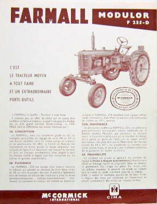 Couverture de FARMALL MODULOR F 235 D  PROSPECTUS