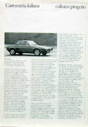 Couverture de FIAT X 1/9 BERTONE CULTURA E PROGETTO EN 4 LANGUES