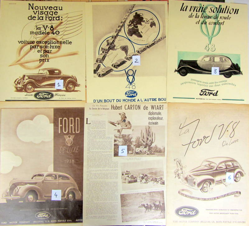 Couverture de FORD A PUBLICITEES DECOUPEES DANS LES REVUES D'EPOQUE