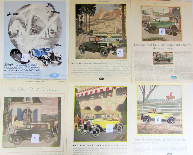 Couverture de FORD A PUBLICITEES DECOUPEES DANS LES REVUES D'EPOQUE