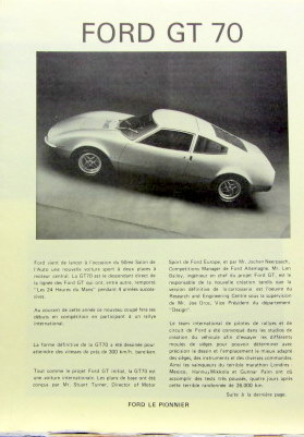 Couverture de FORD GT 70 CATALOGUE