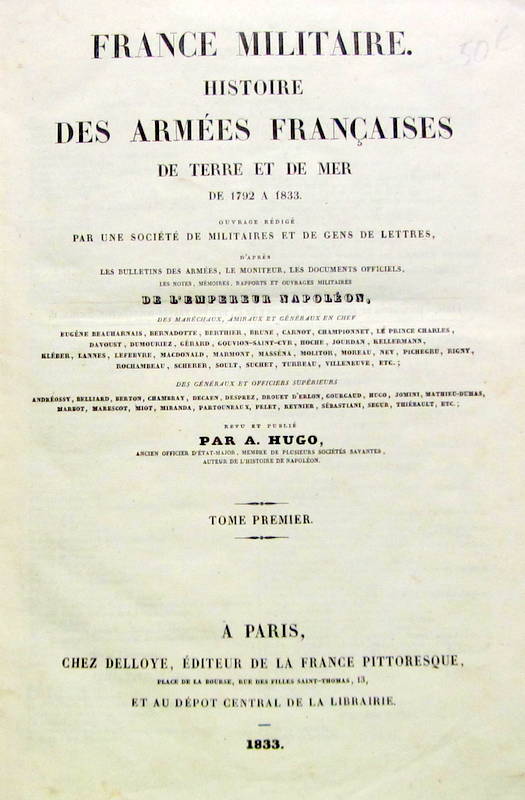 Couverture de 1792-1833 FRANCE MILITAIRE HISTOIRE DES ARMEES FRANCAISES DE TERRE ET DE MER TOME 1 DE 1833