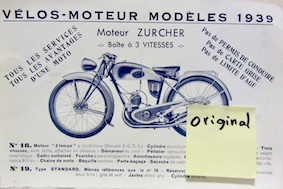 Couverture de 1939 VELOMOTEUR5 A MOTEUR ZURCHER 2 TEMPS 3 VITESSES