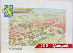 Couverture de 1953 PEUGEOT 203 CHEMISE AVEC 5 PLANCHES BERLINE CABRIOLET UTILITAIRES UET L ET D3A