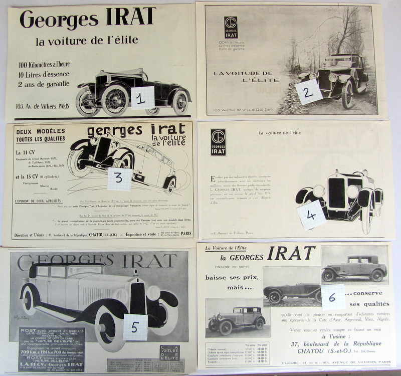 Couverture de GEORGES IRAT PUBLICITE DECOUPEES DANS LES REVUES D'EPOQUE