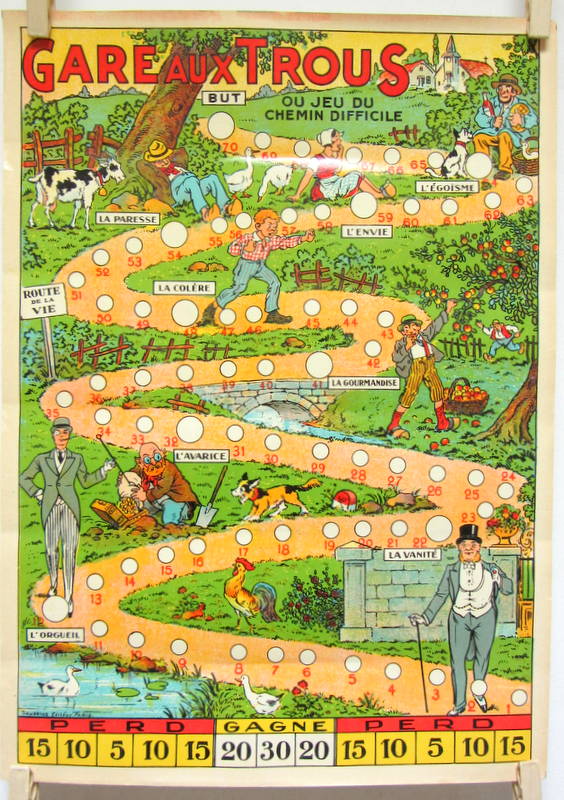 Couverture de GARE AUX TROUS OU JEU DU CHEMIN DIFFICILE JEU DE L'OIE ENVIRON 1930