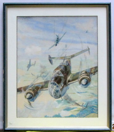 Couverture de 1940 GOUACHE OEIGINALE DE GEO HAM POUR LE LIVRE BATAILLES DANS LE CIEL DE MARCEL MIGEO