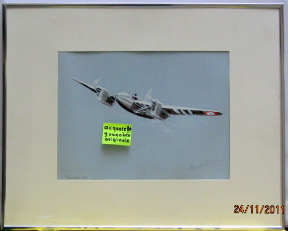 Couverture de HENRIOT 232 ACQUARELLE GOUACHEE ORIGINALE DE PIERRE DE COURLIS DANS LES ANNEES 40 ENCADREE DANS UN CADRE FINITION ALU